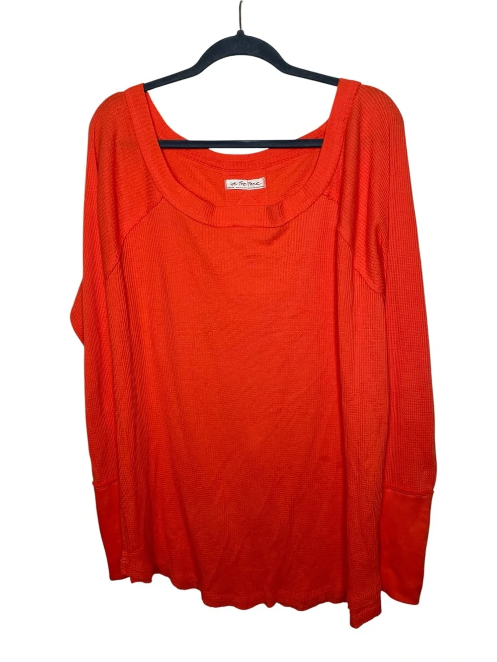 Free People Snowy Thermal Knit Long Sleeve Heatwave Orange Top
